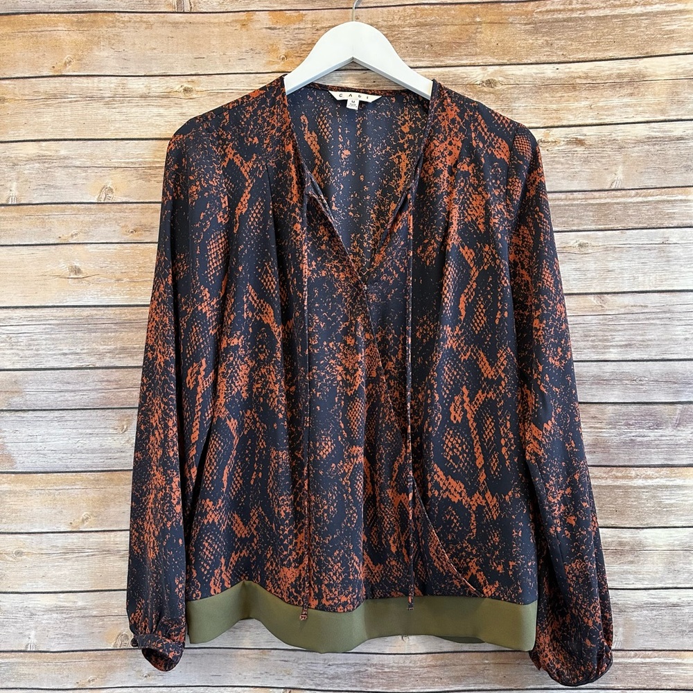CAbi Border Wrap Snakeskin Print Blouse Style 101 Size Medium
